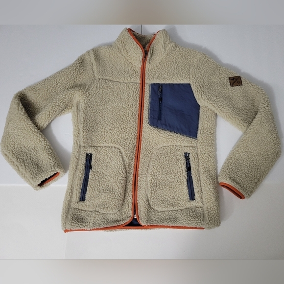 Eddie Bauer Cream Colored Rangefinder Full Zip Up Sherpa Jacket - Picture 2 of 11